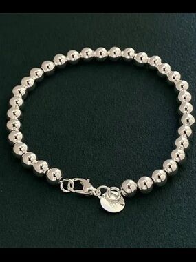 925 Beaded Bracelet - Polished Silver Women's Jewelry